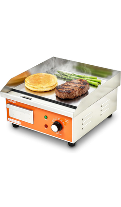 15.3 IN Nonstick Stainless Steel Electric Griddle Adjustable Temperature Control Flat Top Griddle Fo