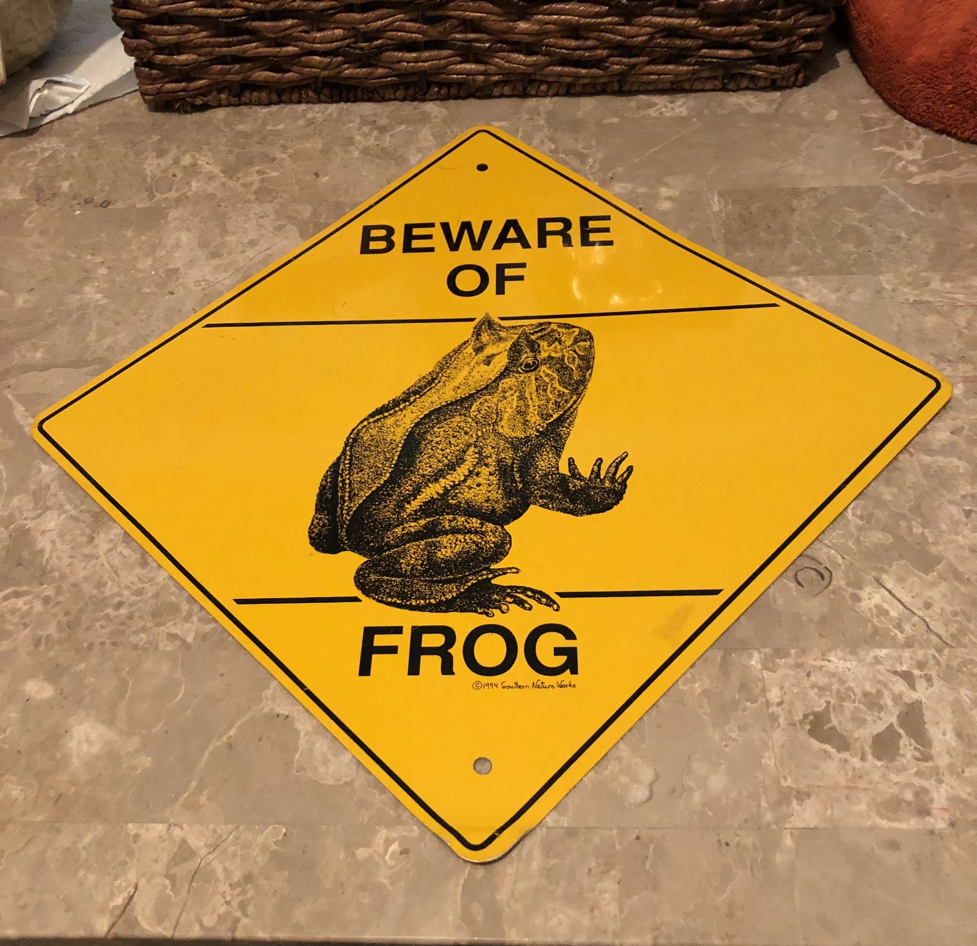 Beware of Frog Metal Sign