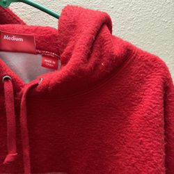 red furry supreme hoodie 