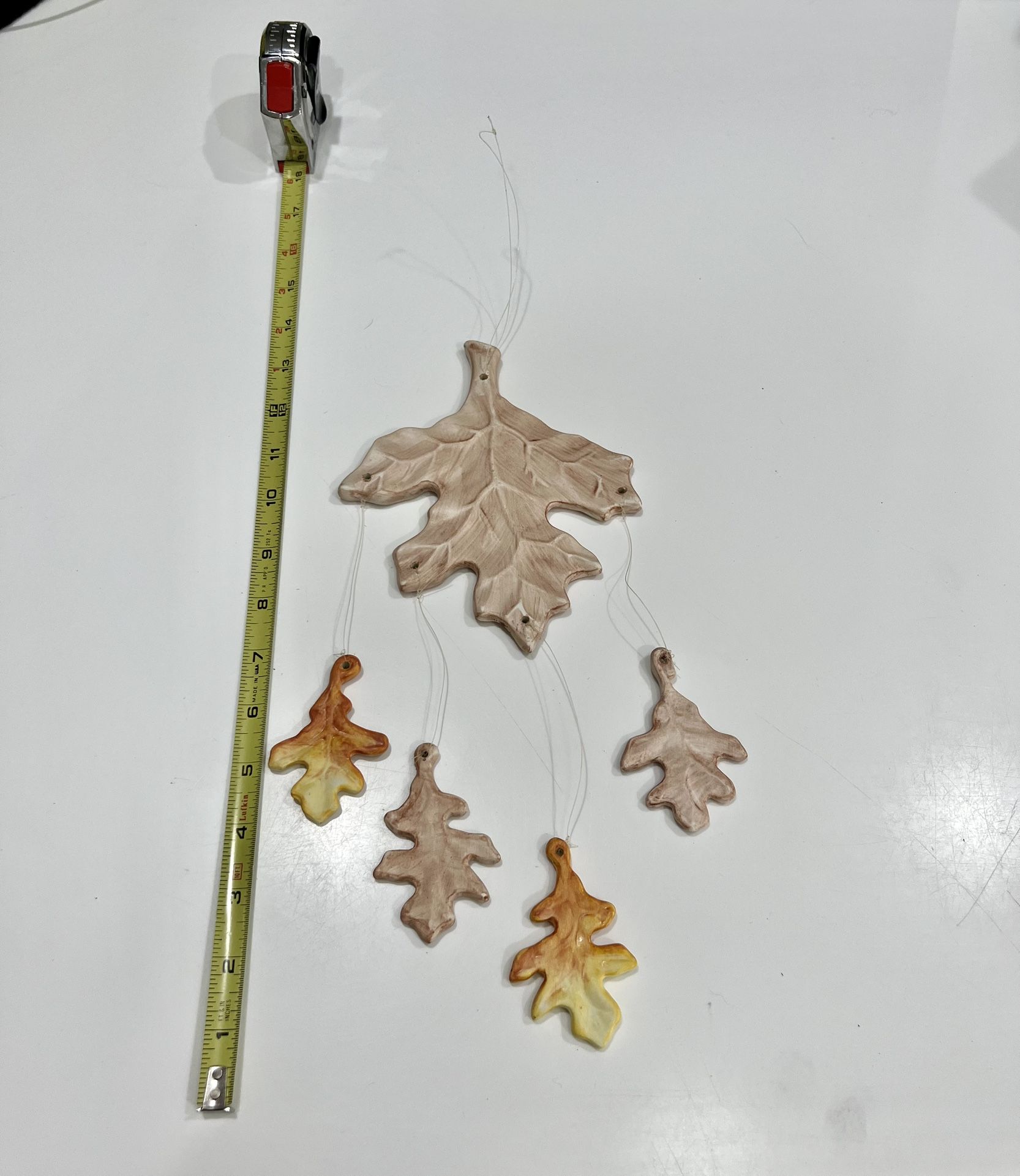 Fall Leaves Stoneware Clay Wind Chime--18 inches long