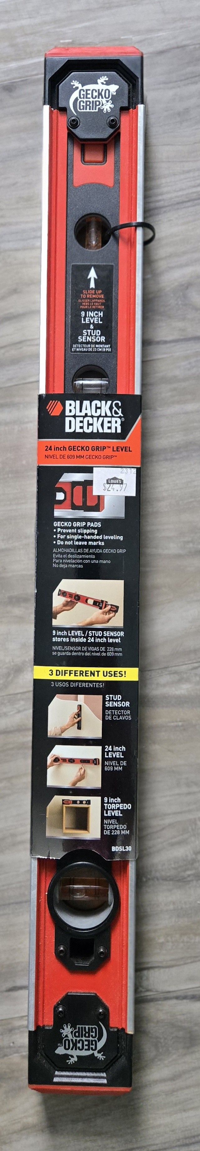 Black & Decker 24" Gecko Grip Level / Stud Finder