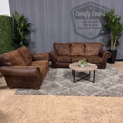 🛋️ Suede Leather Sofa & Loveseat Set (Delivery Available!! )