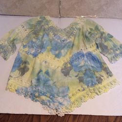 Women’s crochet fringe blouse floral Scl