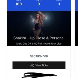 Shakira  Monday Dec 29 