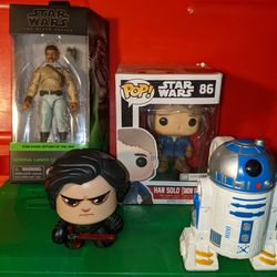Star Wars Action Figures Lot New In Box Black Series Lando Calrrissian Han Solo Funko Kylo Ren Face Changes Figure R2D2 Flashlight 