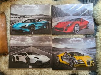 Set of 4 Supercar Wall Art Prints