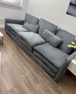 Modern 3 Cushion Gray Sofa Couch – Excellent Condition