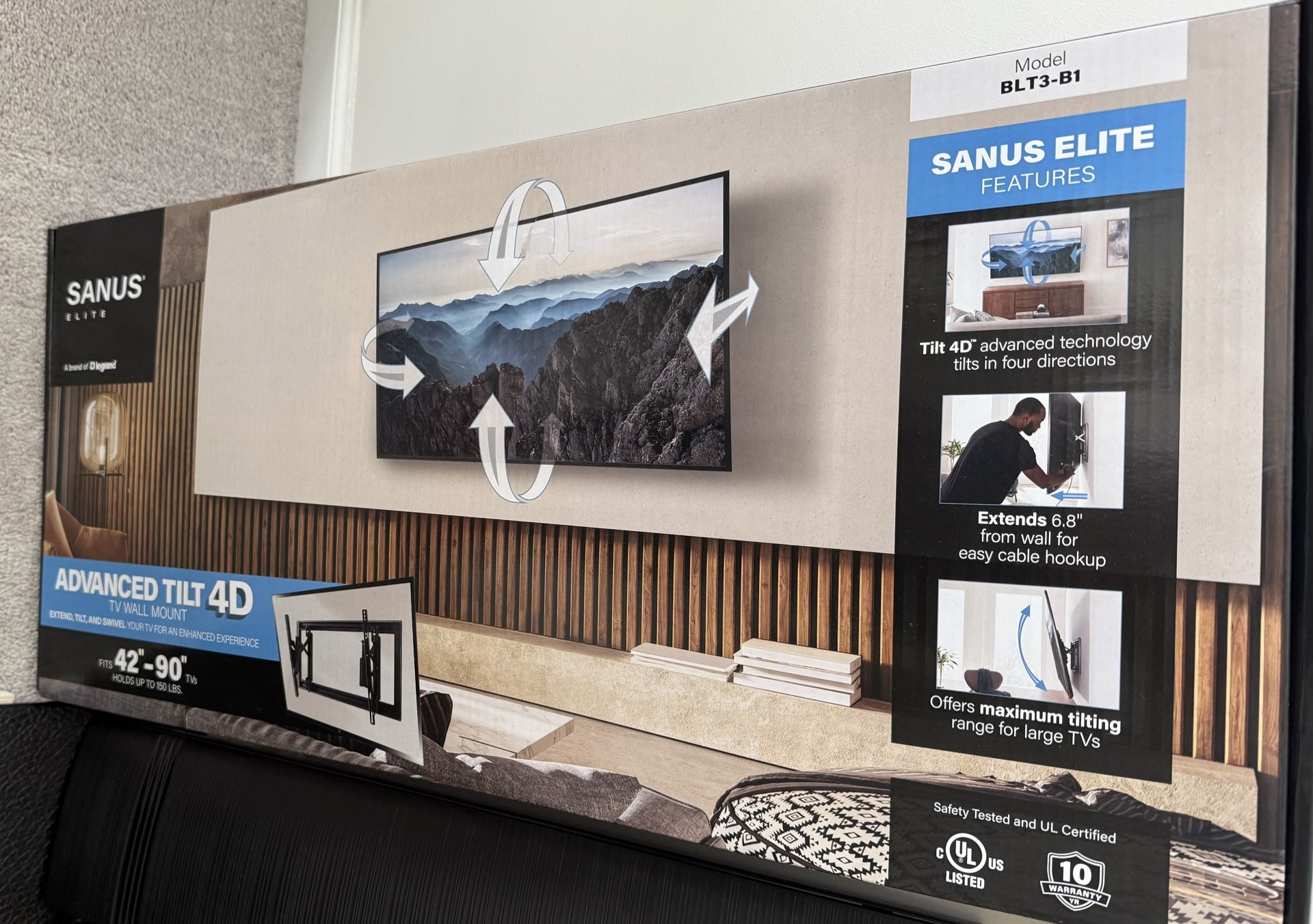 Brand New Sanus Tv Wall Mount- Fits 42”- 90” TV’s Holds Up to 150lb