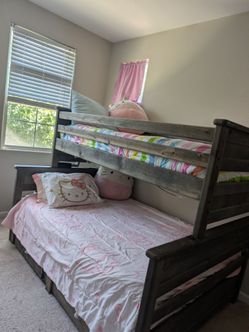 Dark Stained Ashley's Full/twin Bunk Bed