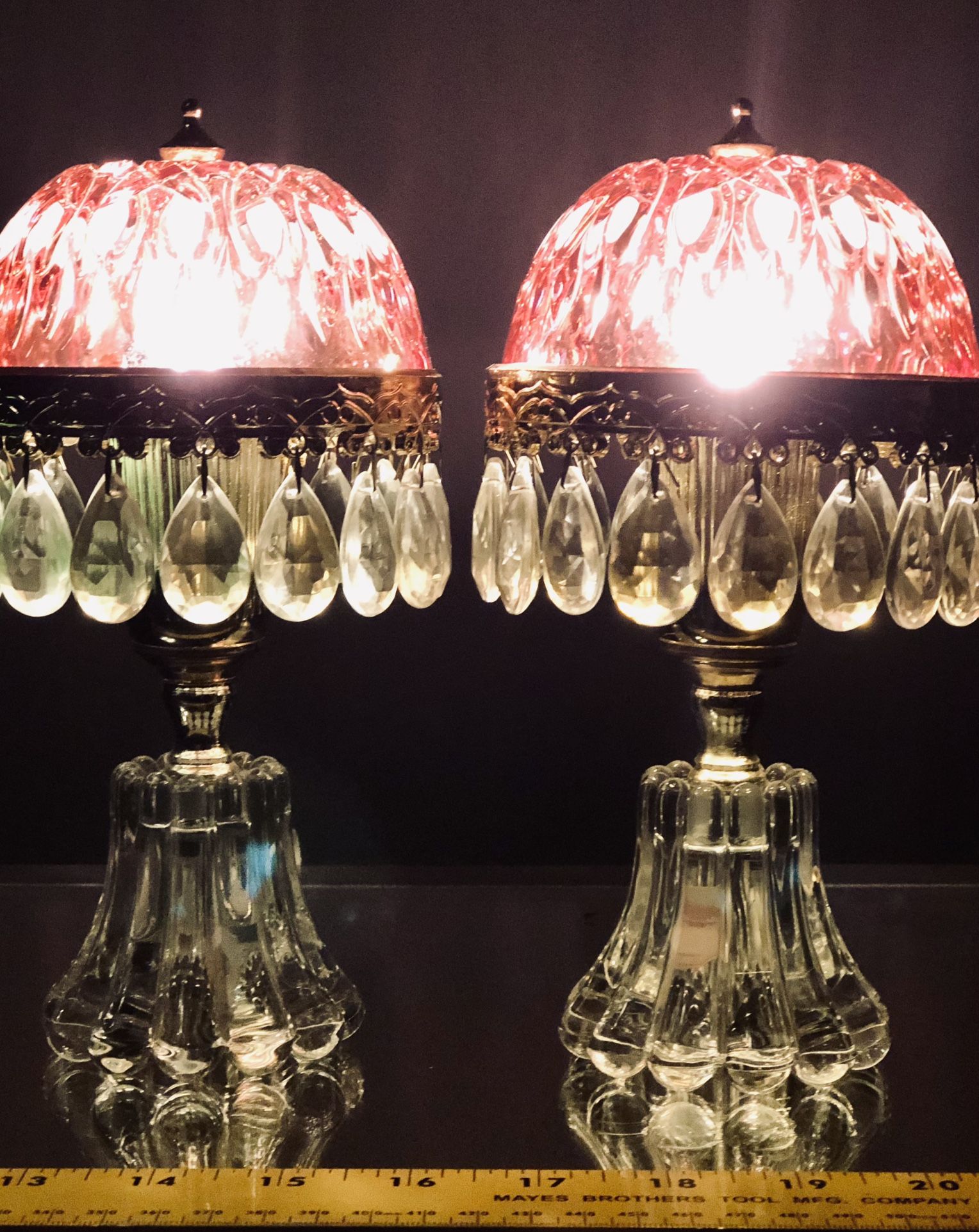 PAIR of Vintage MCM Michelotti Style Boudoir Lamps