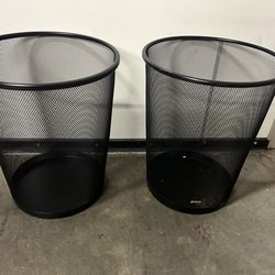 Set of 2 Black Mesh Waste Baskets