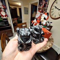 2 Minnie Marble Elephant's Sculptures 