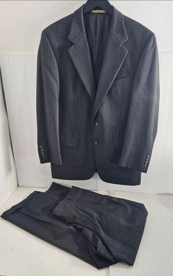 ​Joseph Abboud Nordstrom Pinstripe Suit 38R 34x30 100% Wool USA Union Made Gray