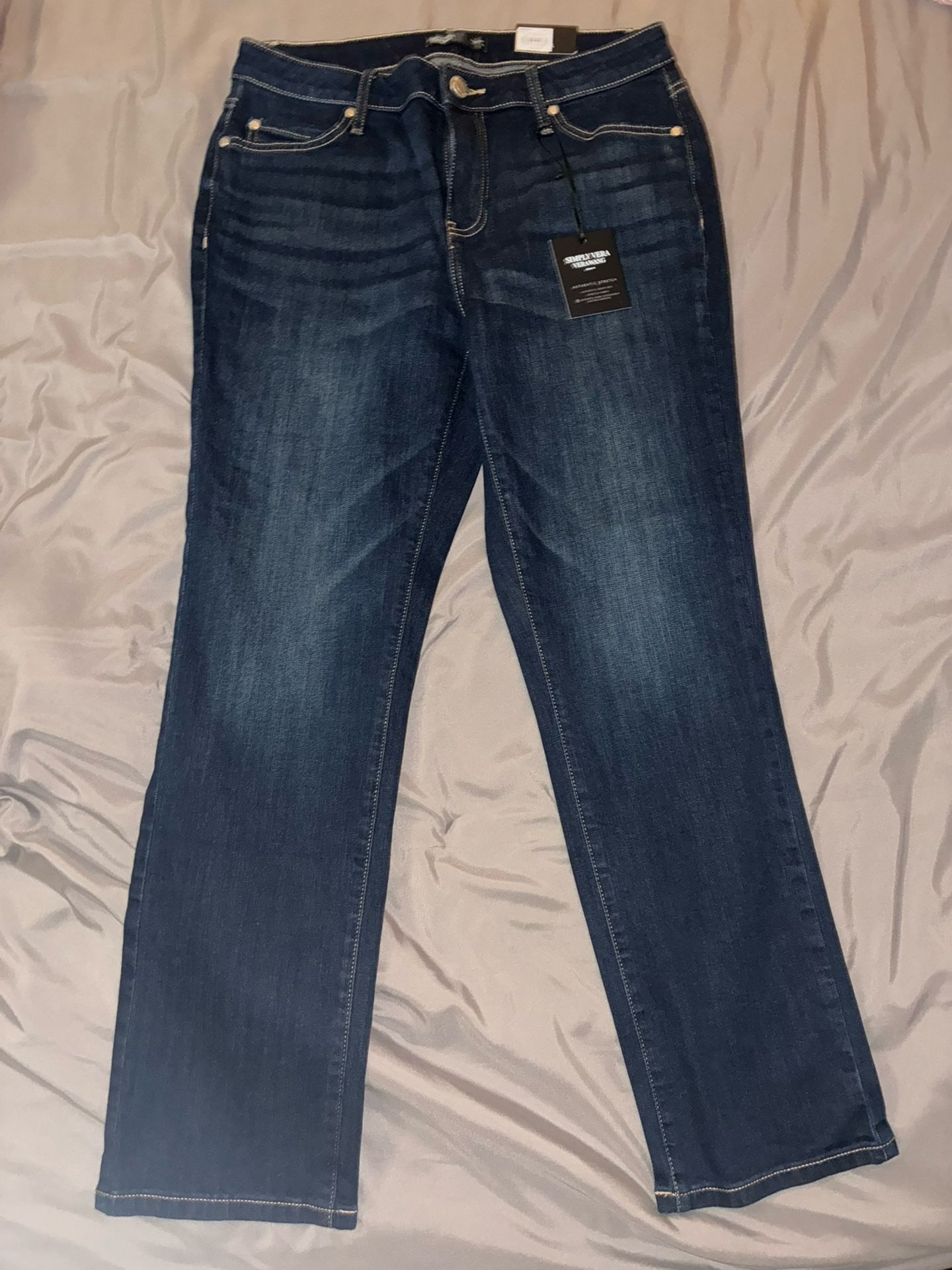 Simply Vera Straight Leg Mid Rise Jeans Size 10 Color Last Eclipse - New