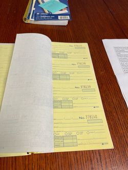 Receipt book and message book  2 Carbonless Set Self - Stick Removable Receipts (one Set Of 123 Ct, Second Set Of 213 Ct 123 Ct 213 Ct Price for all -