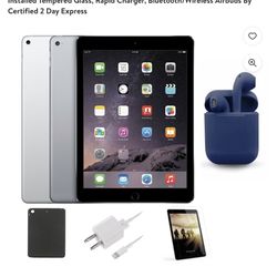 Restored | Apple iPad Air | 9.7-inch | Wi-Fi Only | 128GB | Bundle: Case, Pre-Installed Tempered Glass, Rapid Charger, Bluetooth/Wireless Airbuds