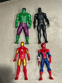 Marvel Avengers 6” Figures - Hulk, Iron Man, Spider-Man, Black Panther