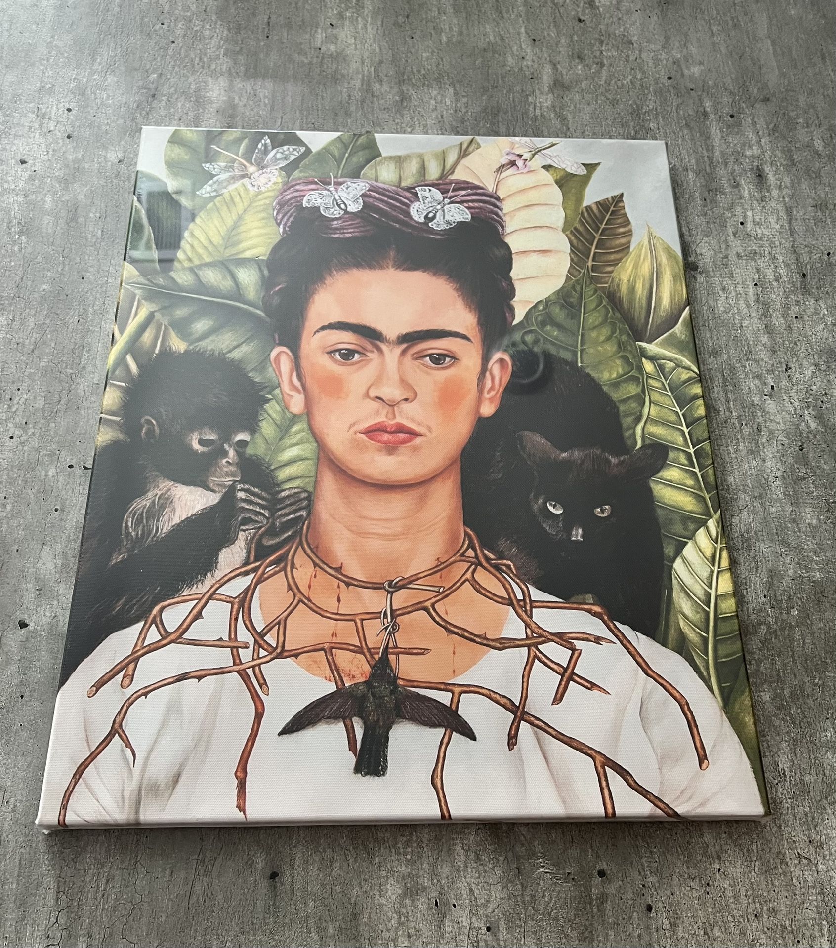 Self-Portrait With Thorn Necklace And Hummingbird By Frida Kahlo Canvas