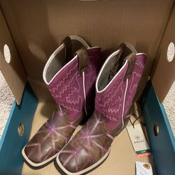 New Ariat Pink And Brown Girls Boots 13.5