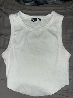 forever21 White Ribbed Crop Tank Top