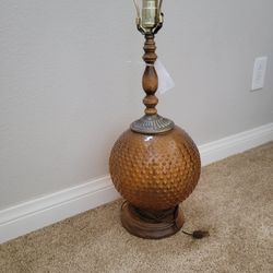 Vintage Amber Globe Hobnail Lamp Swag Lamp Conversion 