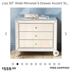 Liza 3-Drawer Mirrored Accent Table