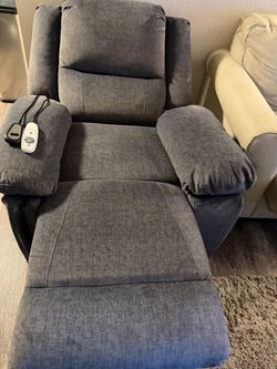 Gray Electric Recliner with Massage Option and Remote