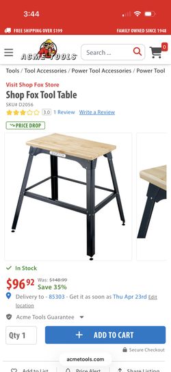PRICE DROP! Shop Fox Tool Table D2056 - New/Unused