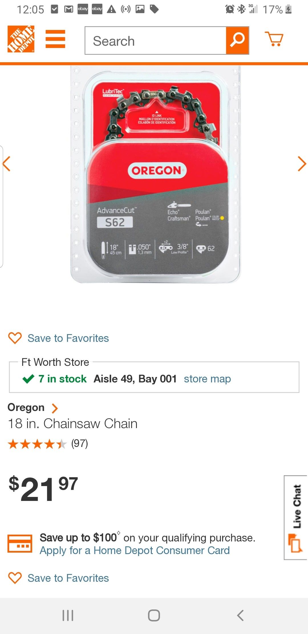 Oregon 18 in. Chainsaw Chain