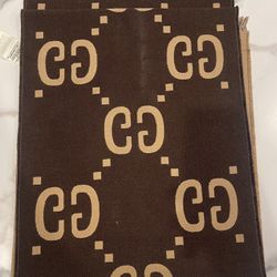 GG jacquard wool silk scarf