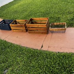 4 Wood Baskets… Large, Medium And Small.., $35