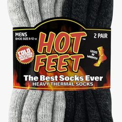 2 Pair: HOT FEET Thermal Socks For Extreme Cold. For Men - Size: 6-12