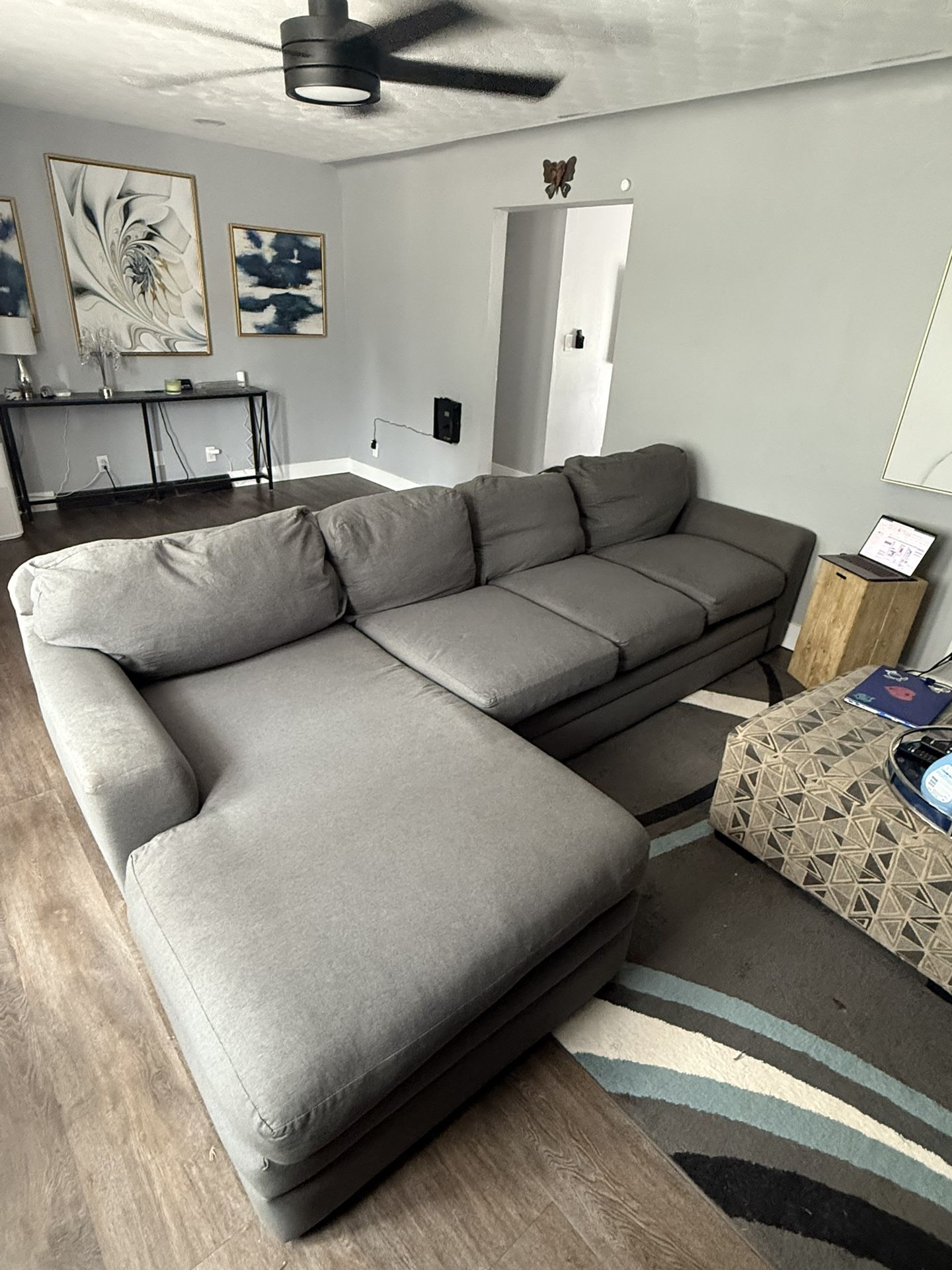 125” Grey Couch With Chaise