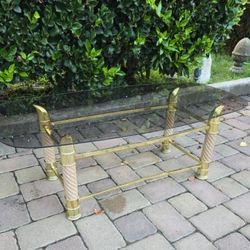 Vintage Art Deco 80s Glass Table Tommaso Barbi Style Black & Gold Faux Tusk Horn 