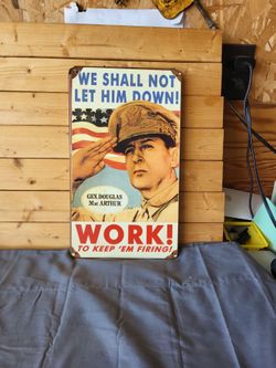 WWII Vintage Reproduction Recruiting Metal Sign 8"x14"
