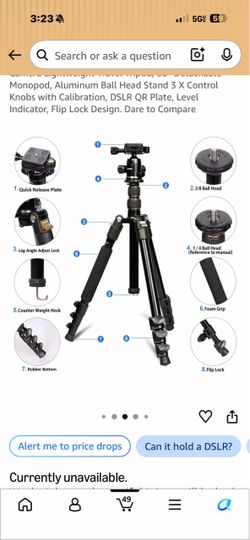 Aluminum Camera Tripod with Ball Head