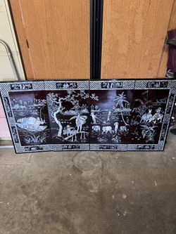 4 Piece Vietnamese Lacquer Painting Art