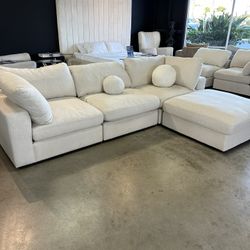 Modular “Cloud” Couch Sectional Sofa Chaise with Reversible Ottoman