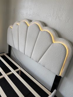 Queen Upholstered Headboard with LED Lighting