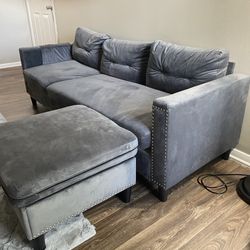 Dark Gray Suede Comfort Couch