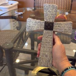 Lord’s Prayer Wall Cross – Stone Look Religious Decor with Metal Accent