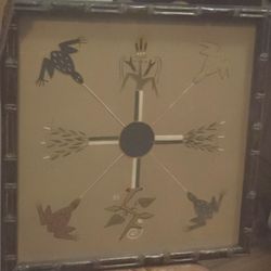 Frogs Mirage Bar Big 17.5"x 17.5" Framed Sandpainting