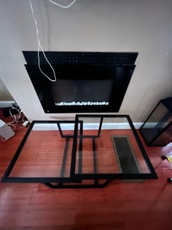 Black Metal and Glass Coffee Table