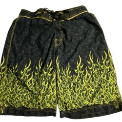 Verona Board Shorts Green Size Large Mens Regular Flames