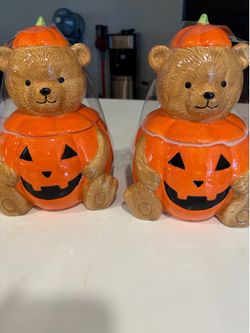 Halloween bear cookie jars