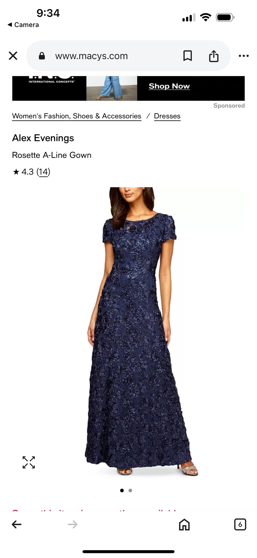 Navy Blue Alex Evenings Dress Women’s Size 10