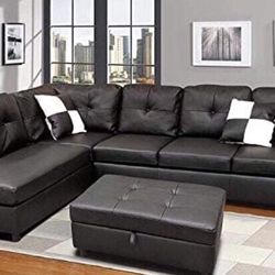 3-pc Sectional Sofa With Storage Ottoman 
