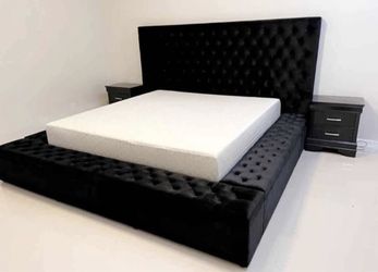 Beautiful Black Platform Bed - Tuft Bed - Colors Available - SAME DAY DELIVERY
