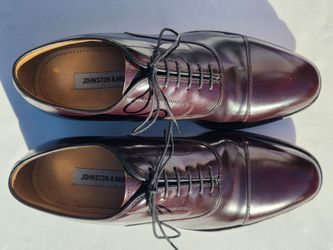 Johnston & Murphy Oxford Dress Shoes Burgundy Mens size 8.5 + Trees