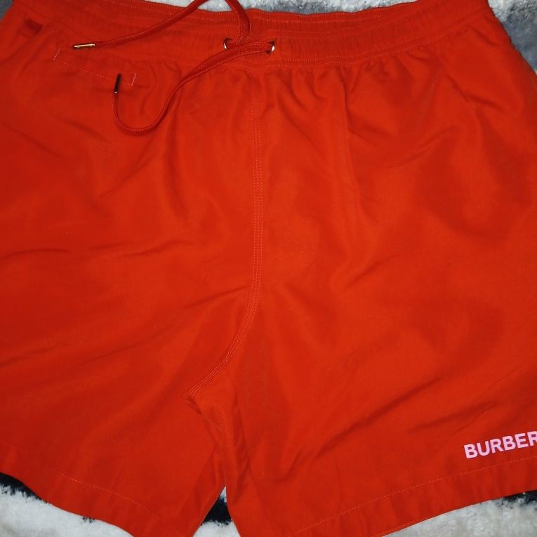 Red Burberry Swimming Trunks